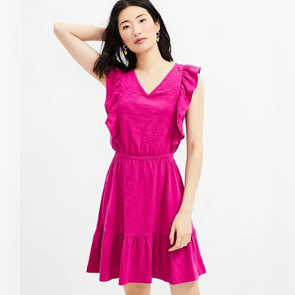 Loft ruffle flare dress XL NWT
